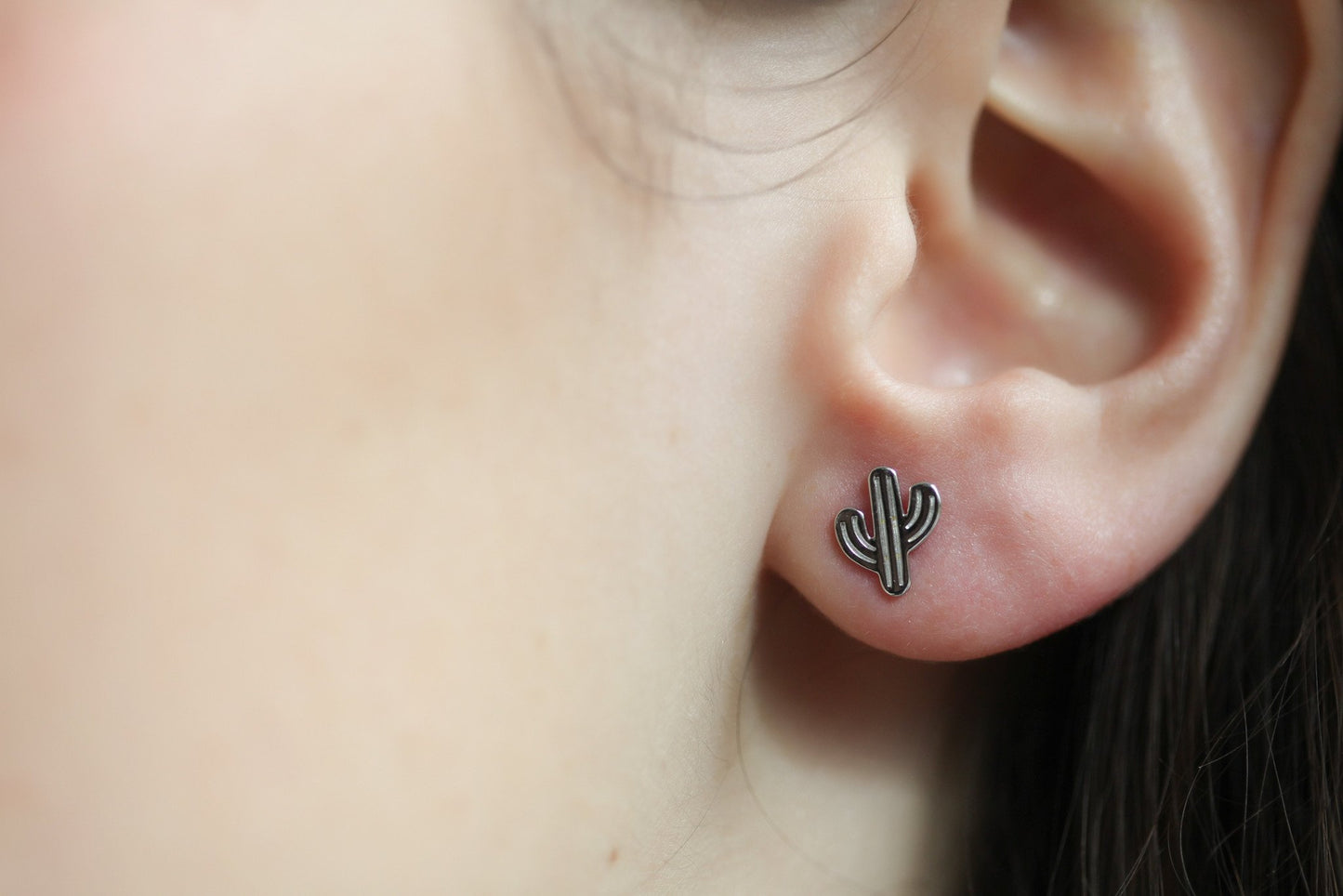 Boucles d'oreilles puces cactus en argent