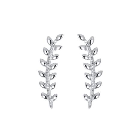 Boucles d'oreilles feuilles de laurier montantes en argent