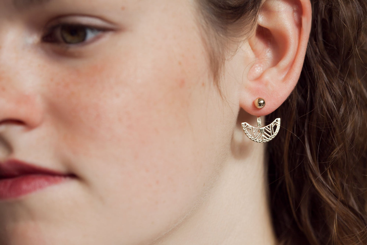 Boucles d'oreilles dessous de lobe Ethniques plaqué or
