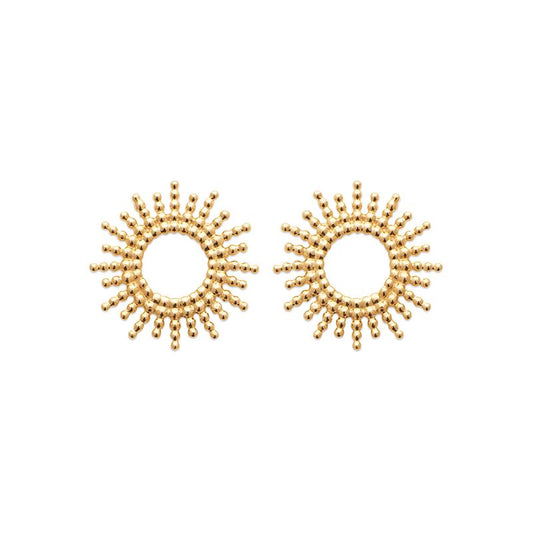 Boucles d'oreilles soleil plaqué or 16 carats