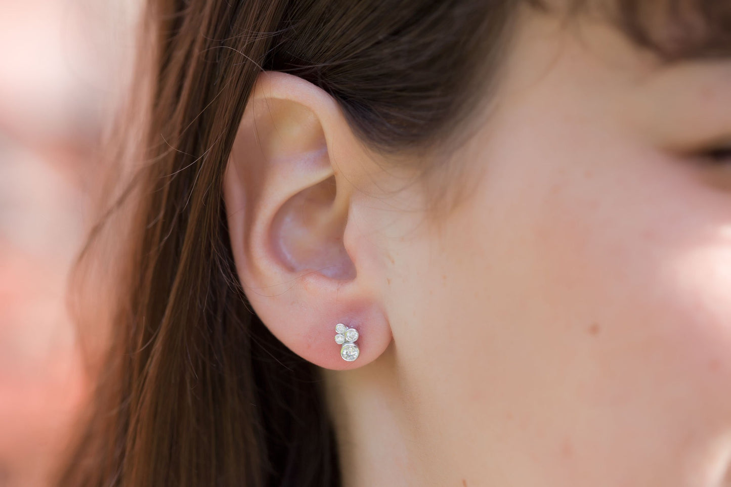 Boucles d'oreilles 4 zircons en argent
