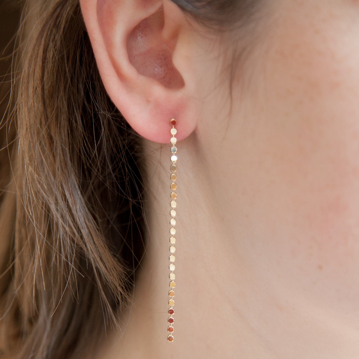 Boucles d'oreilles chaîne petites pastilles plaqué or