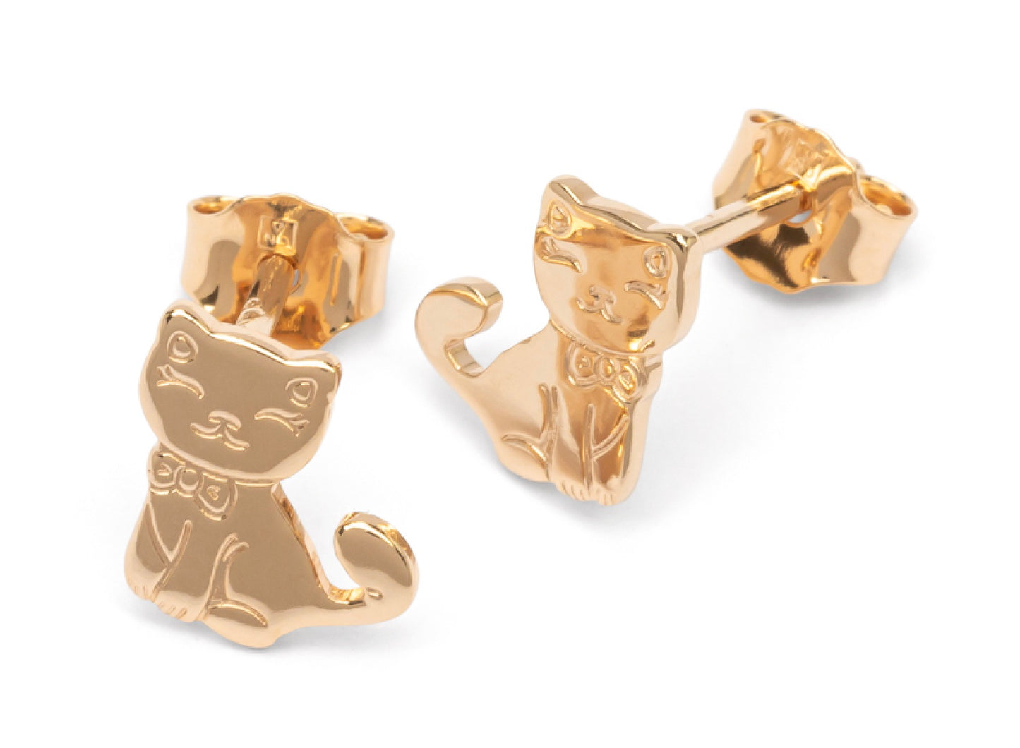 Boucles d'oreilles chat plaqué or