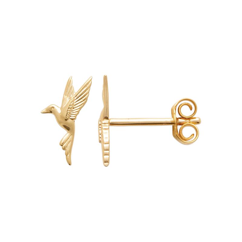 Boucles d'oreilles colibri plaqué or