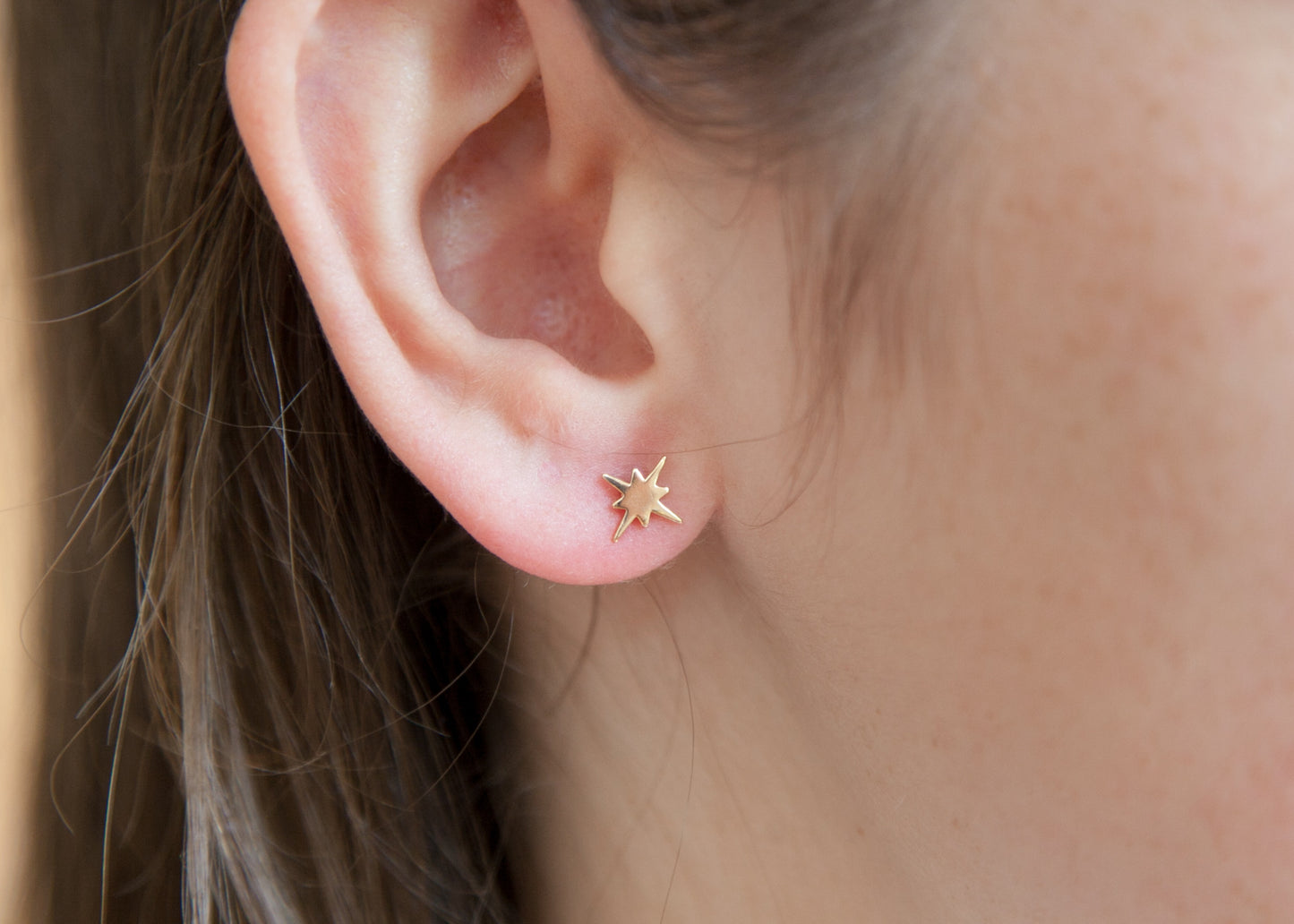 Boucles d'oreilles étoile du nord plaqué or