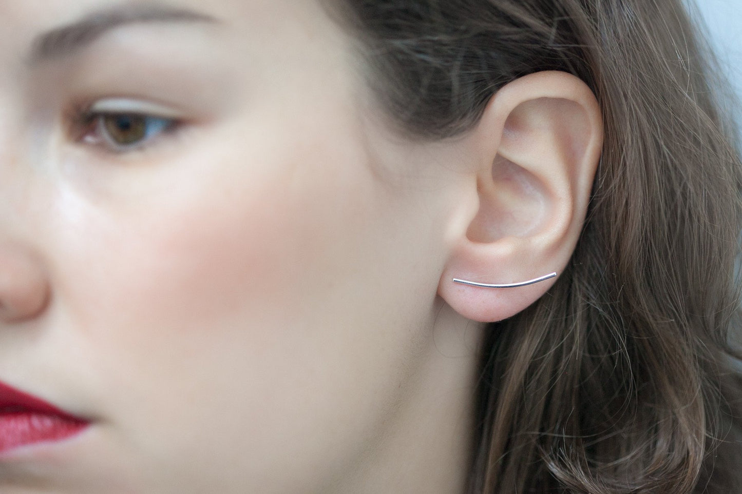 Boucles d'oreilles minimalistes, fil en argent