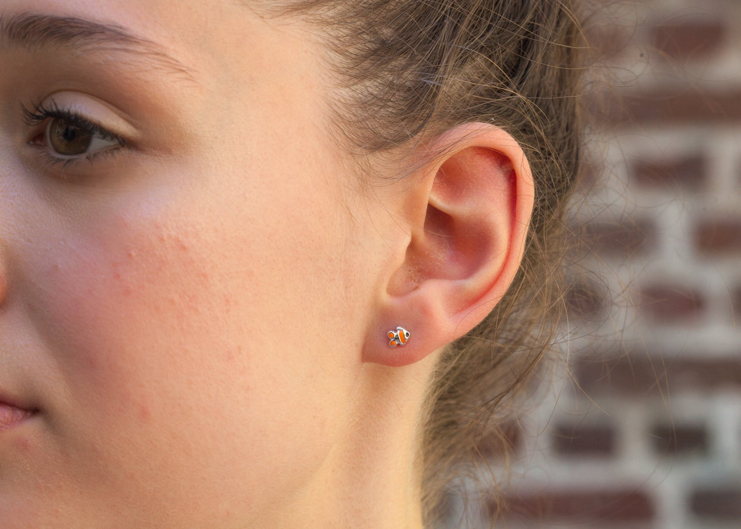 Boucles d'oreilles poisson-clown en argent véritable