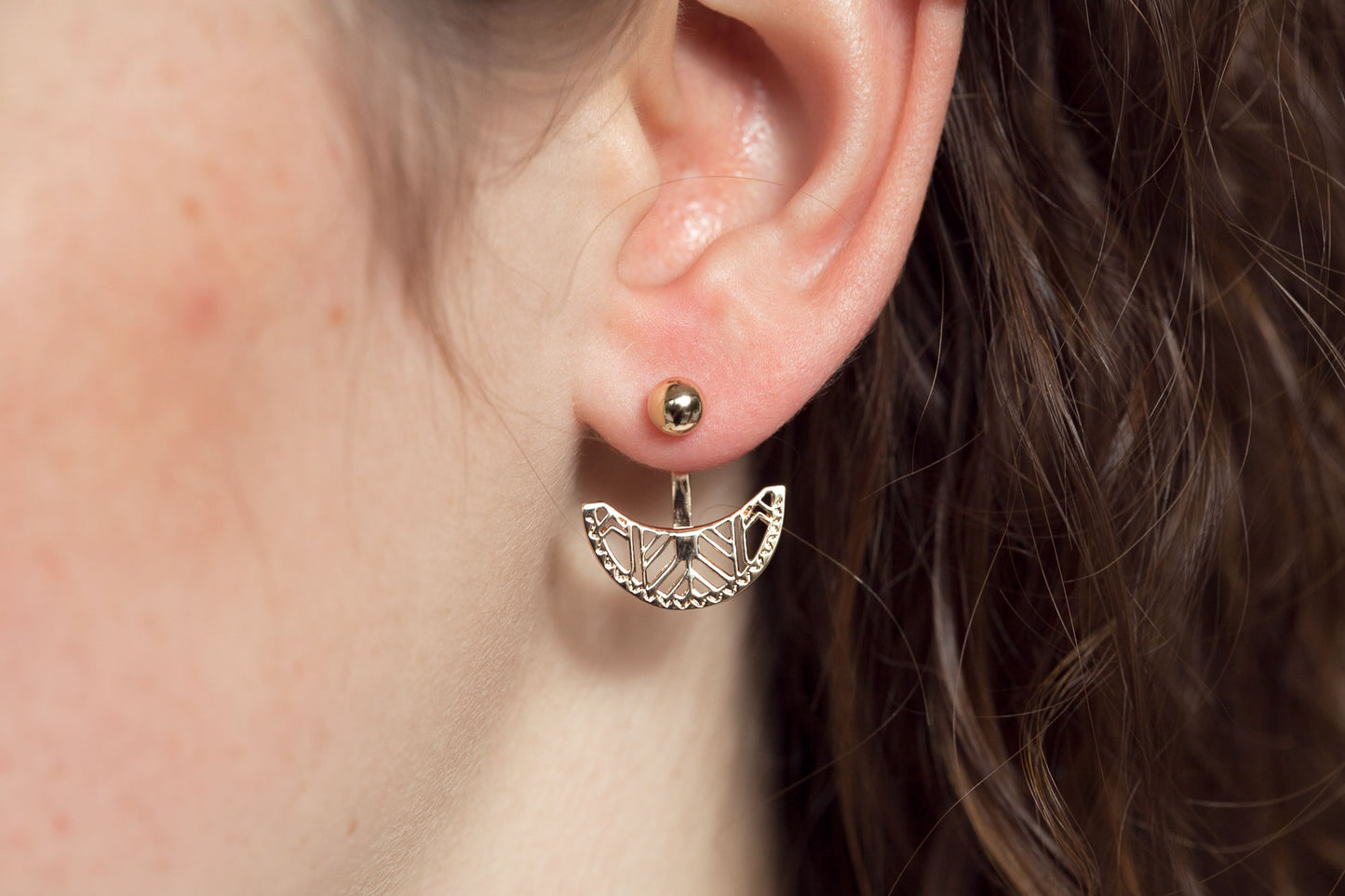Boucles d'oreilles dessous de lobe Ethniques plaqué or