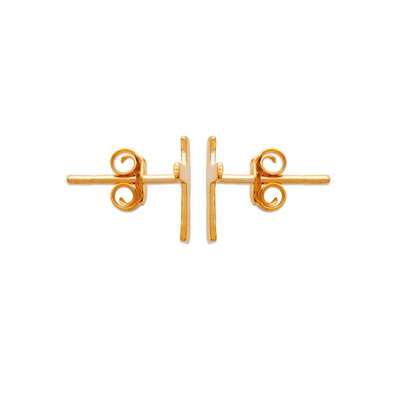 Boucles d'oreilles puces croix plaqué or