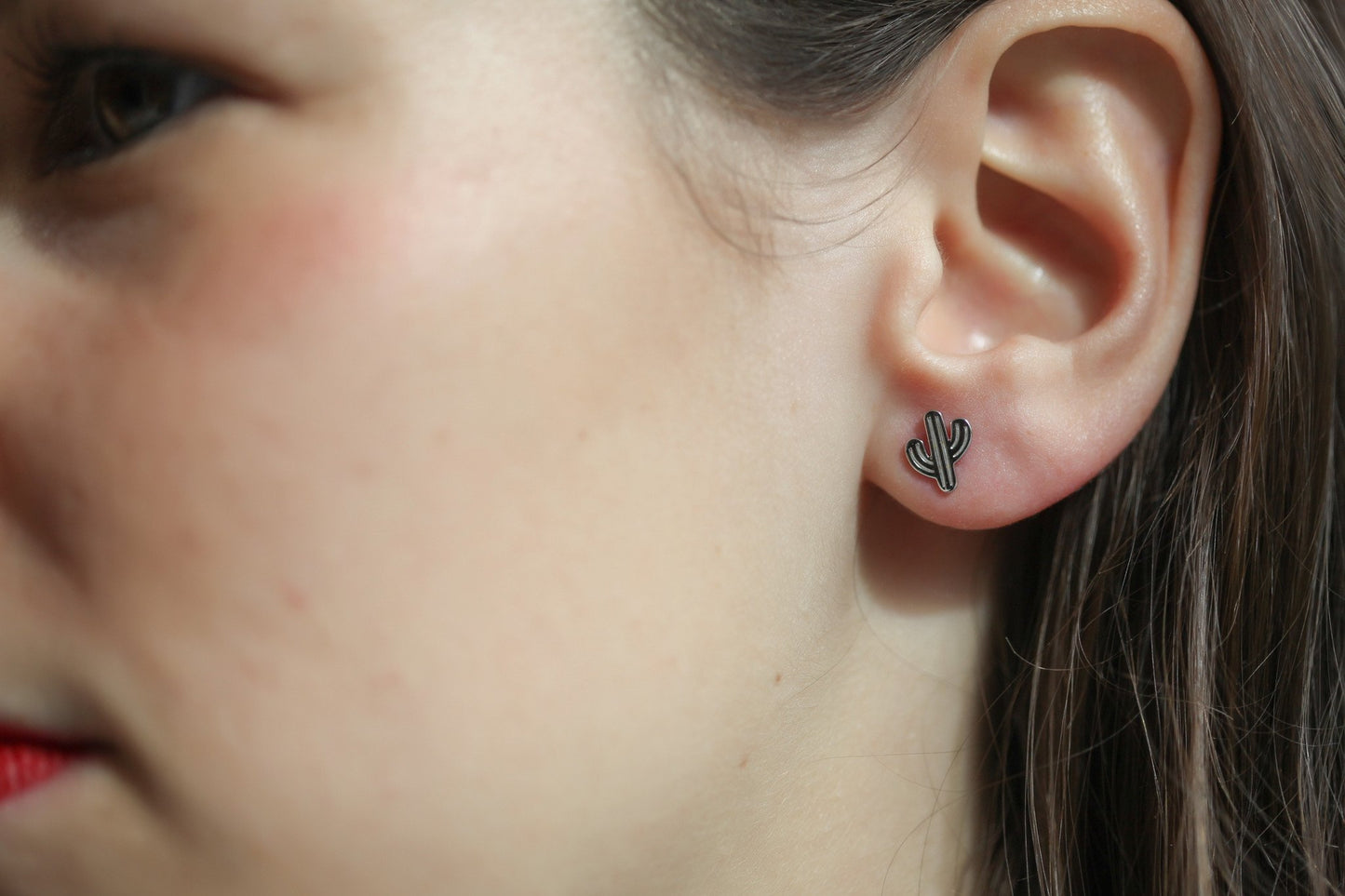 Boucles d'oreilles puces cactus en argent