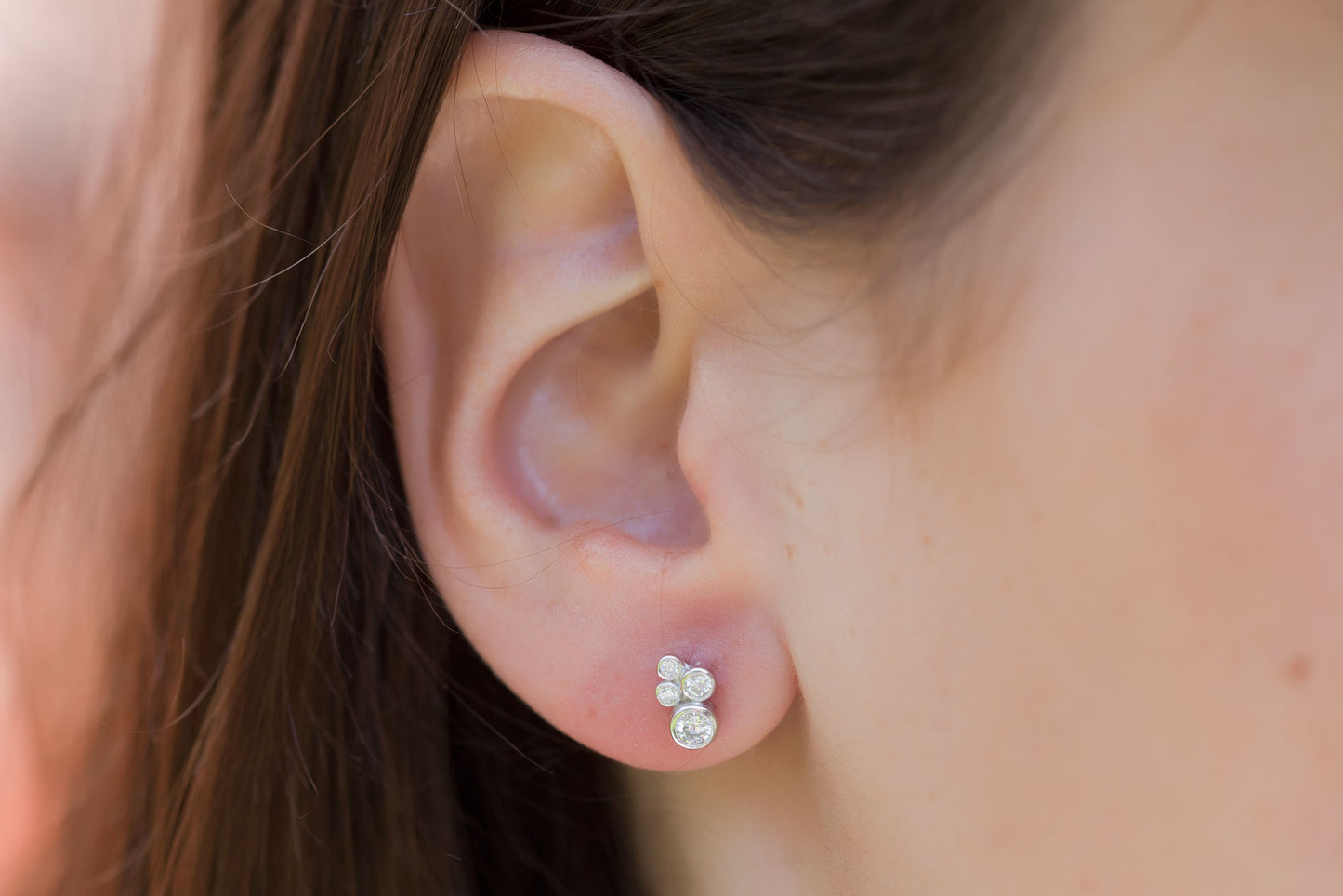 Boucles d'oreilles 4 zircons en argent