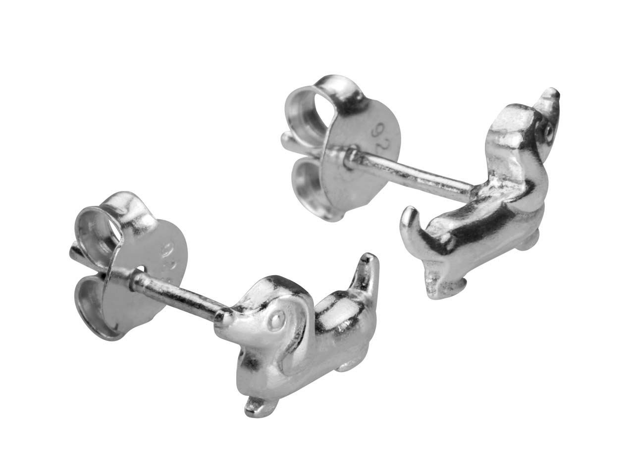 Boucles d'oreilles teckel en argent - Puces d'oreilles chien argent