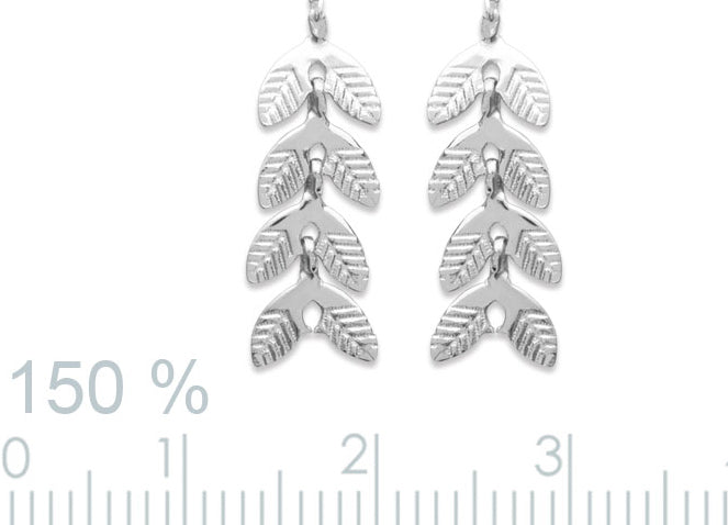 Boucles d'oreilles épi de blé chaîne traversante en argent