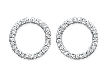 Boucles d'oreilles rond évidé zircons en argent