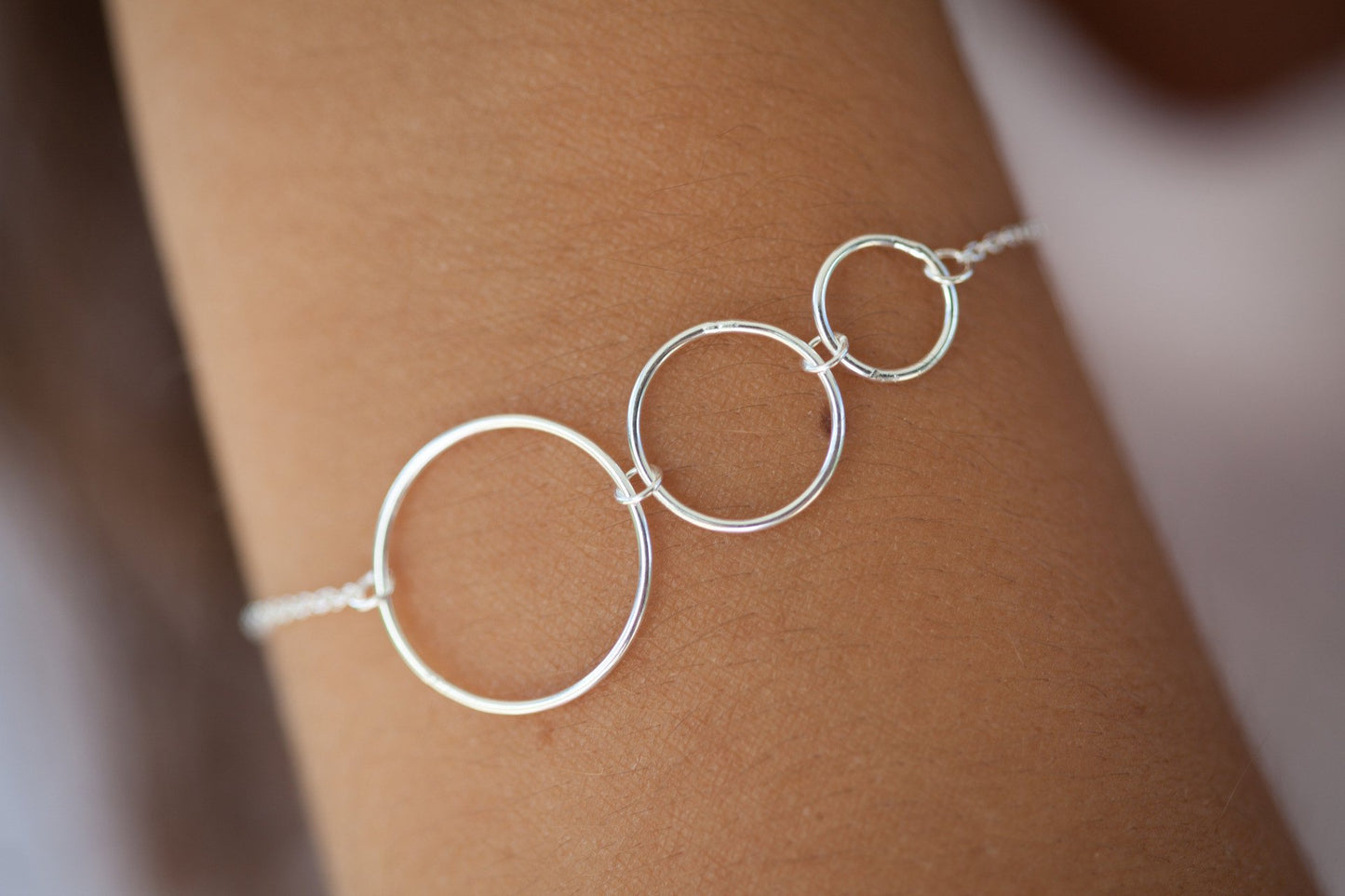 Bracelet 3 ronds entrelacés en argent véritable