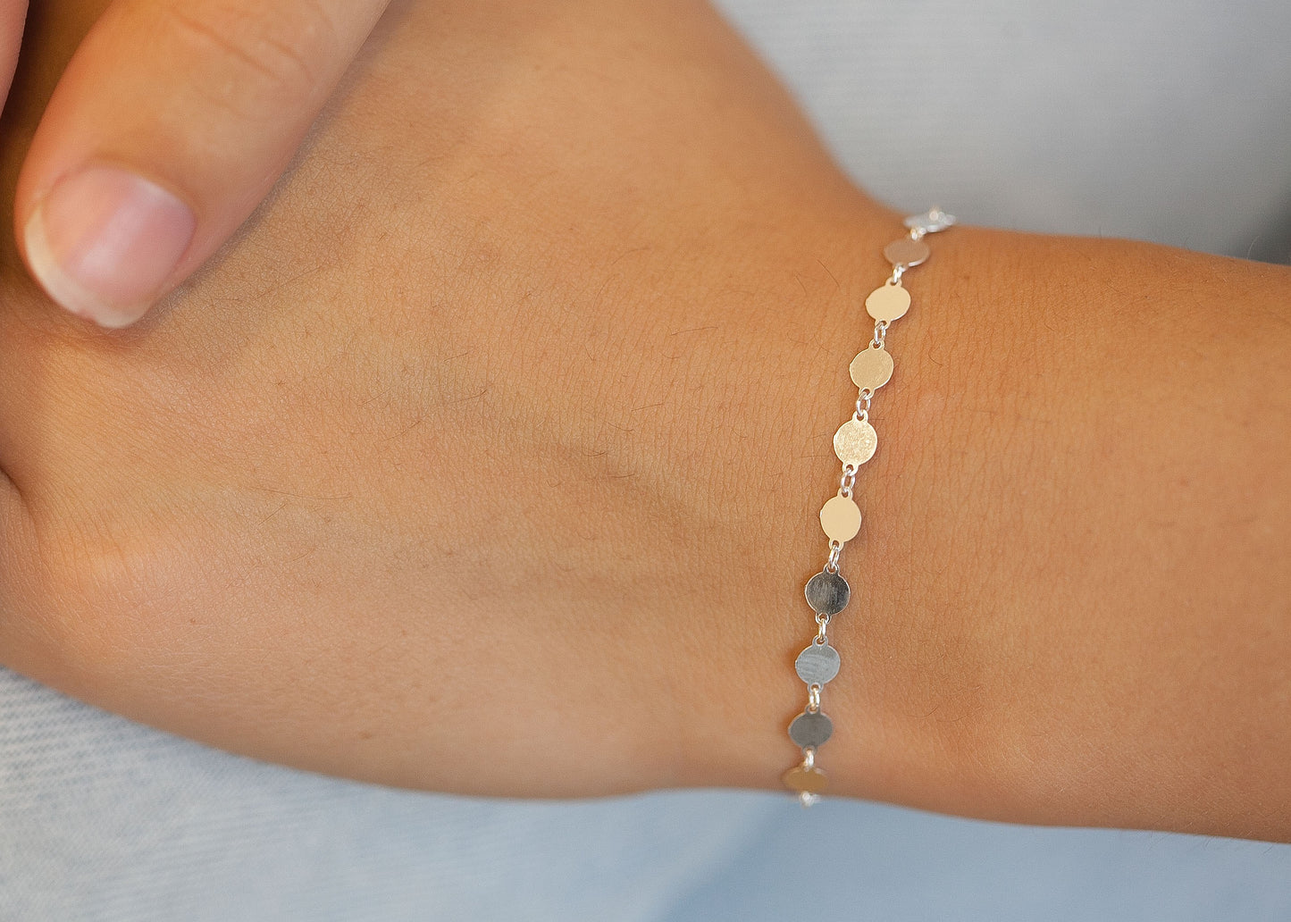 Bracelet pastilles en argent véritable