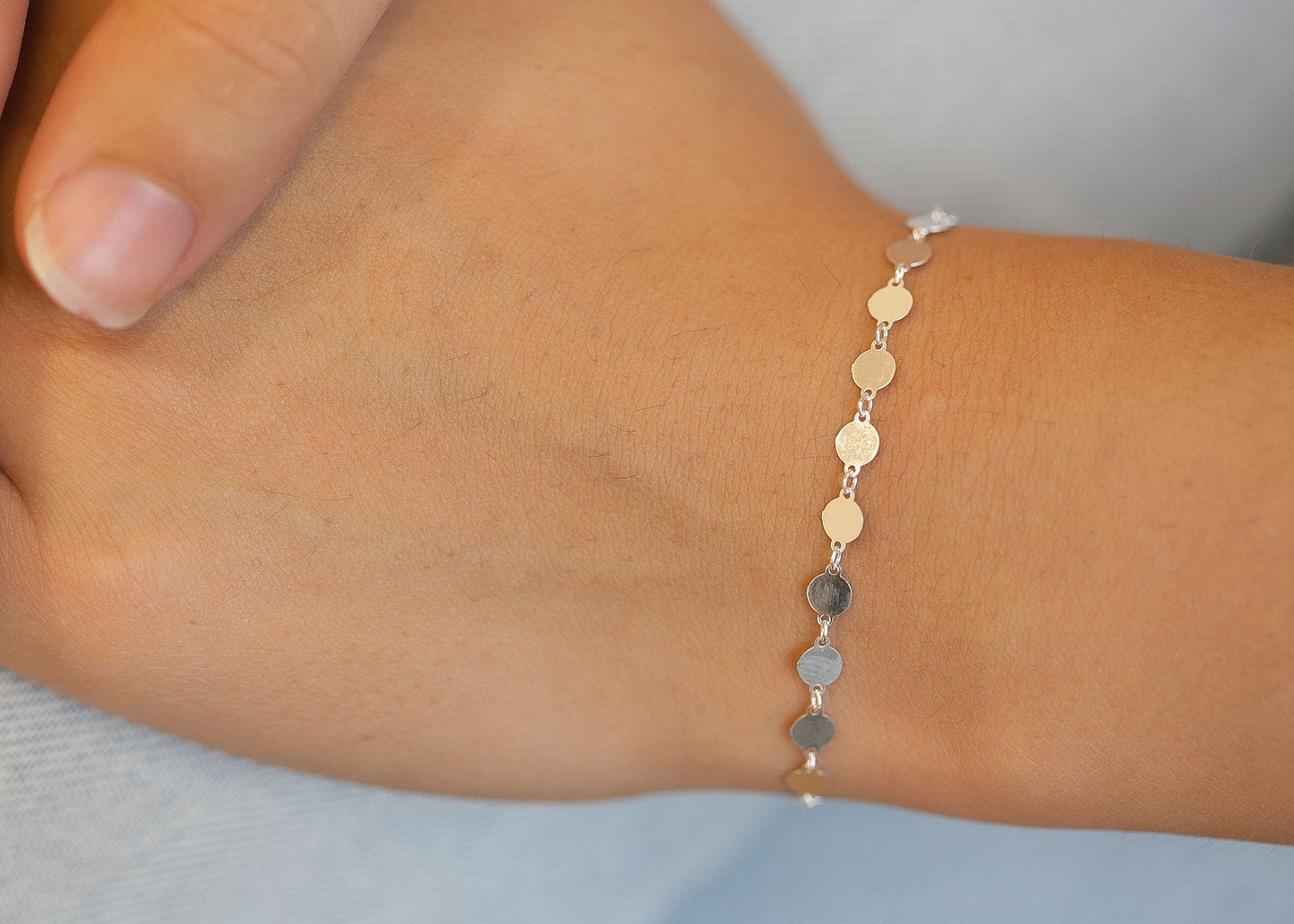 Bracelet pastilles en argent véritable