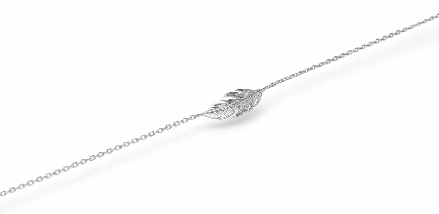 bracelet plume délicate argent