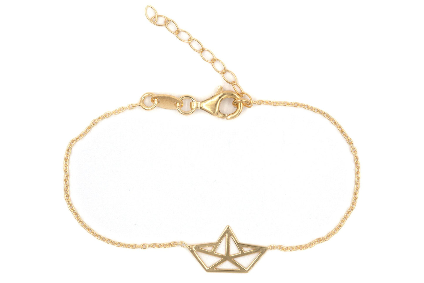 Bracelet bateau en papier origami plaqué or