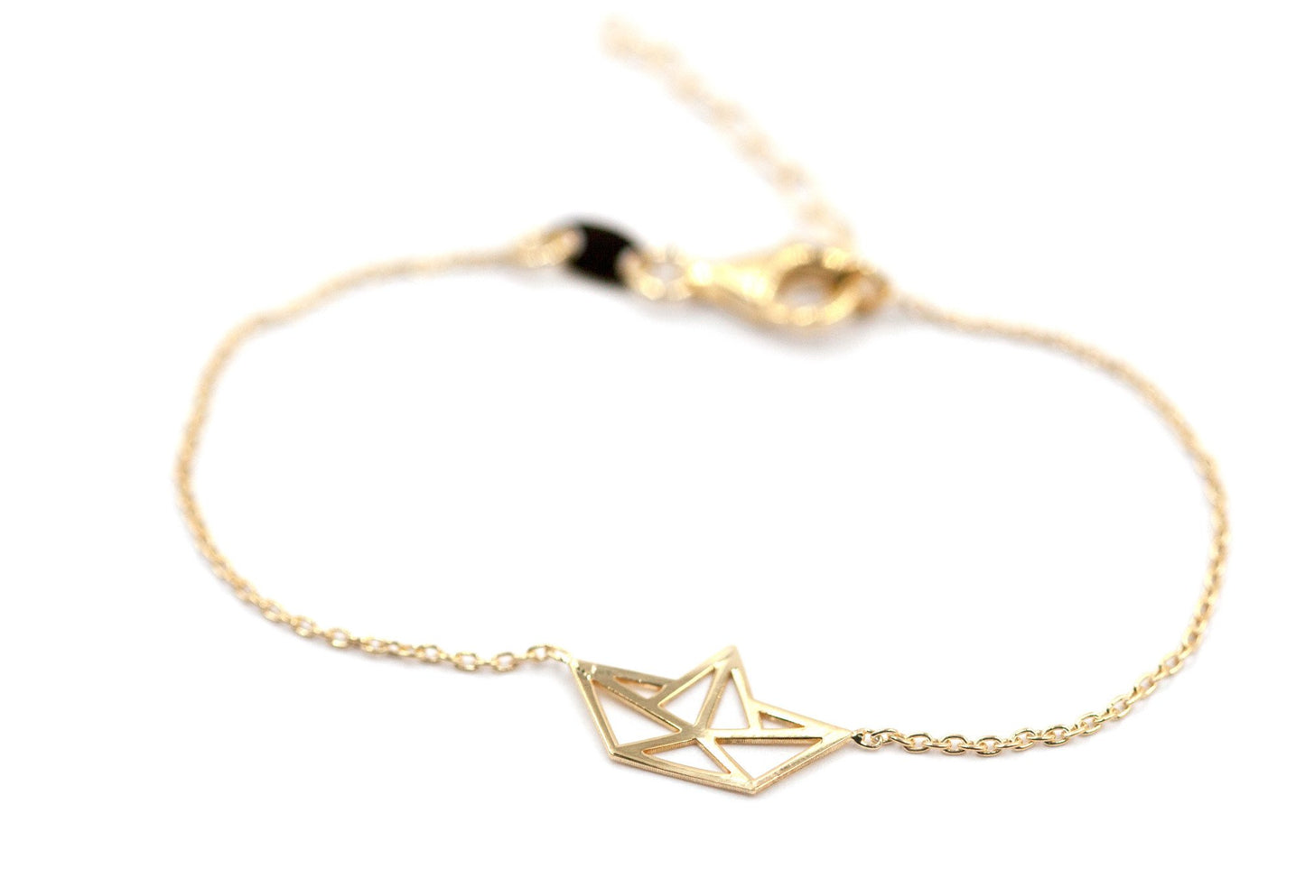 Bracelet bateau en papier origami plaqué or