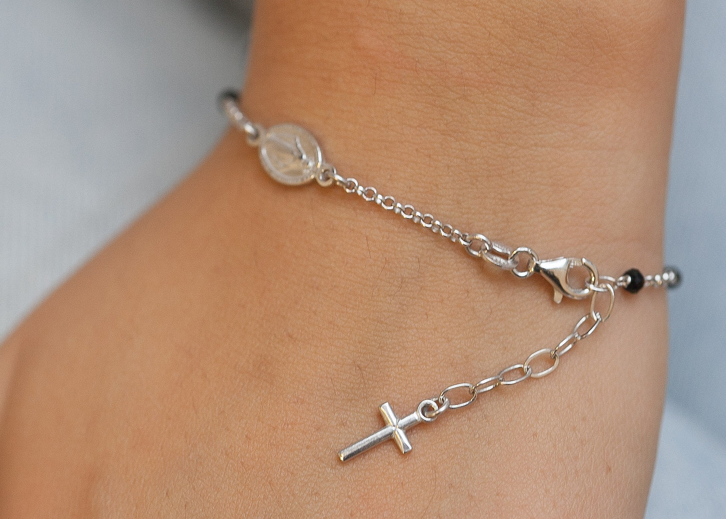 Bracelet chapelet vierge en argent