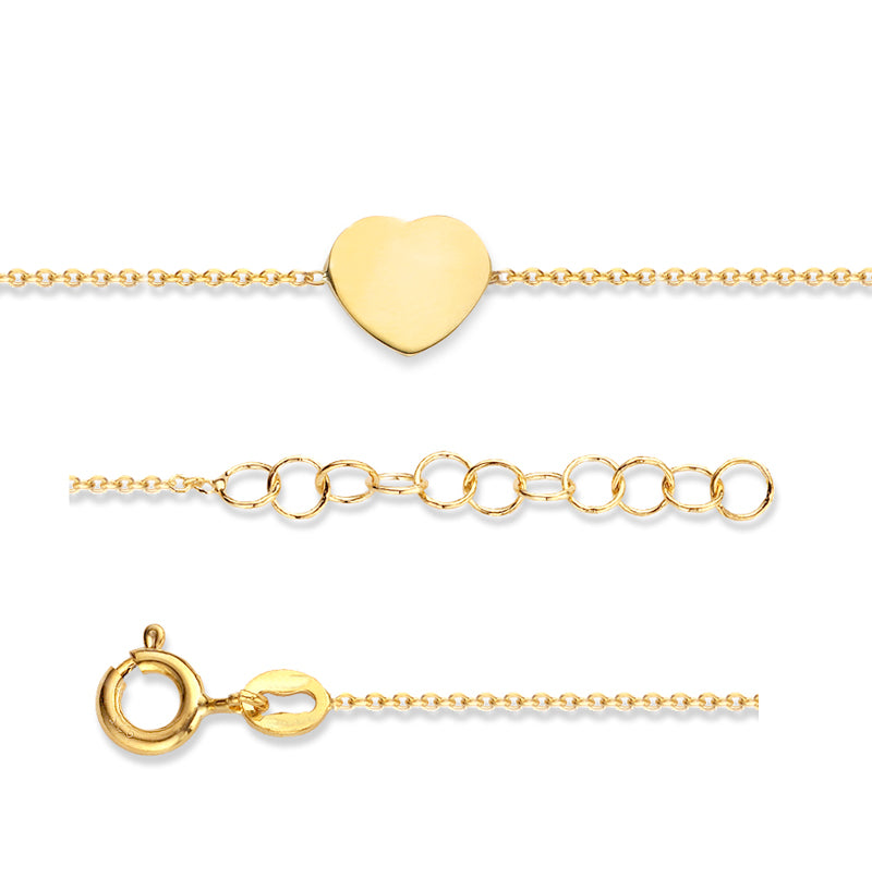 bracelet coeur en plaqué or