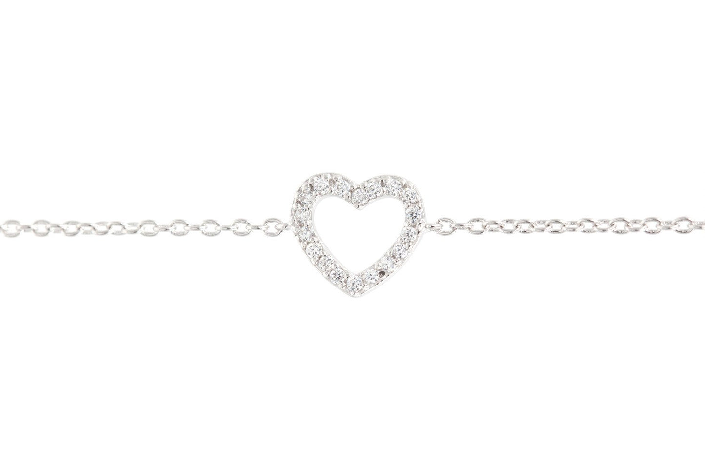 Bracelet coeur en argent massif serti de zircons