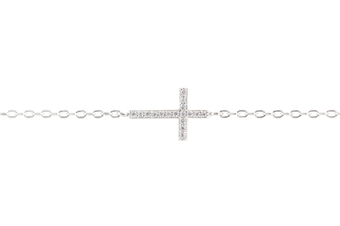 Bracelet avec croix en argent serti de zircons