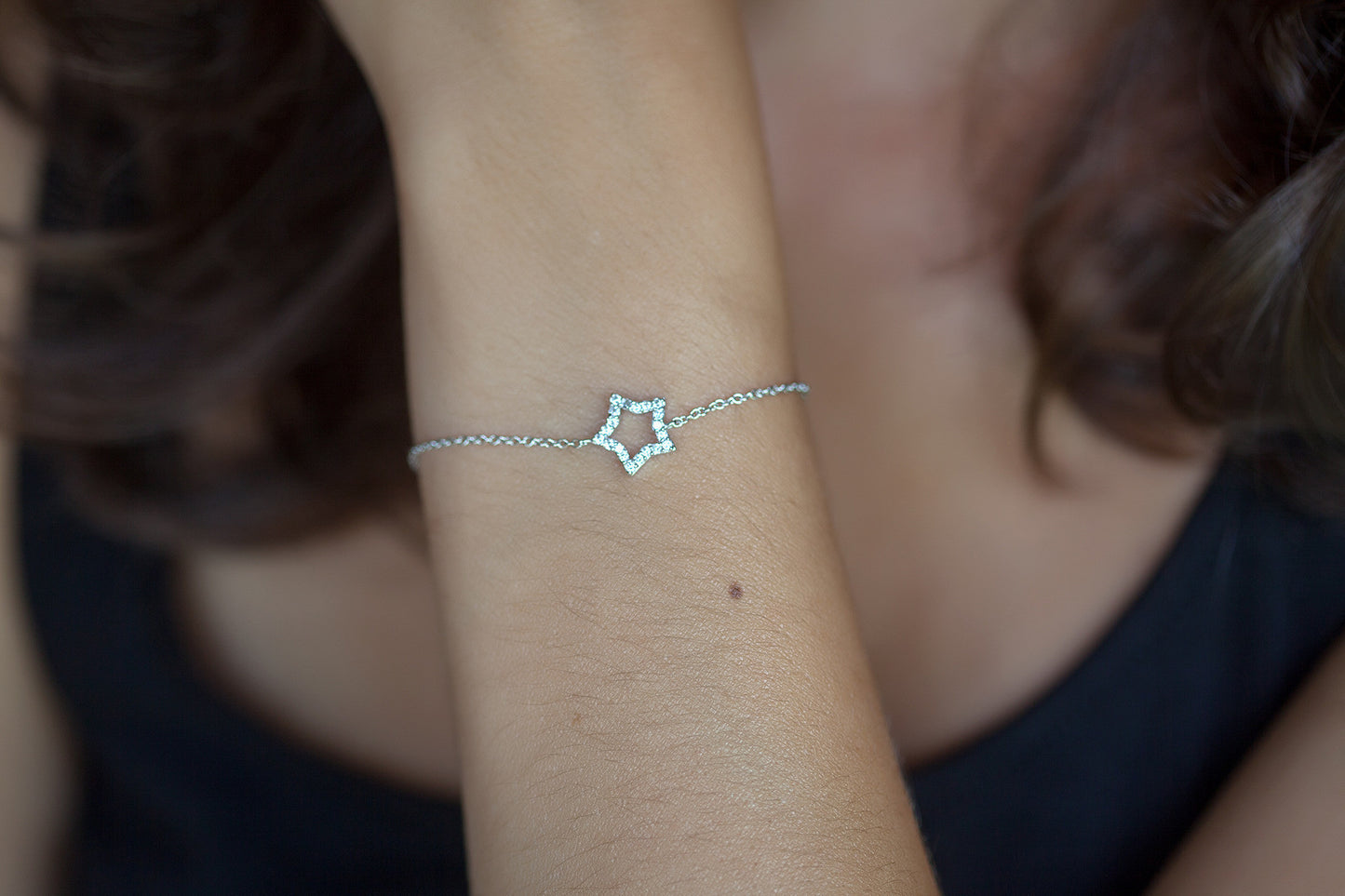 Bracelet une étoile en argent et zircons