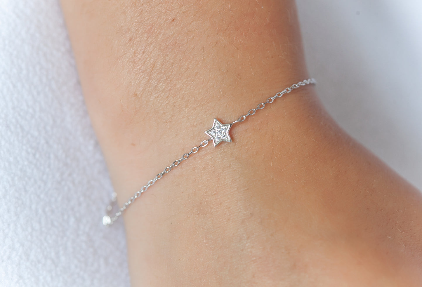 Bracelet étoile avec strass en argent