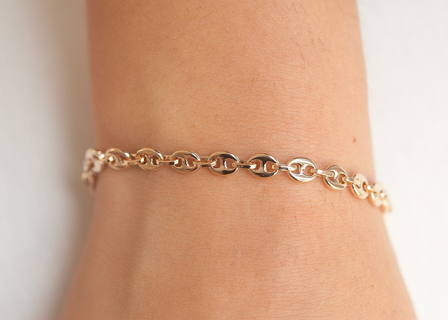 Bracelet maille grain de café, vintage plaqué or