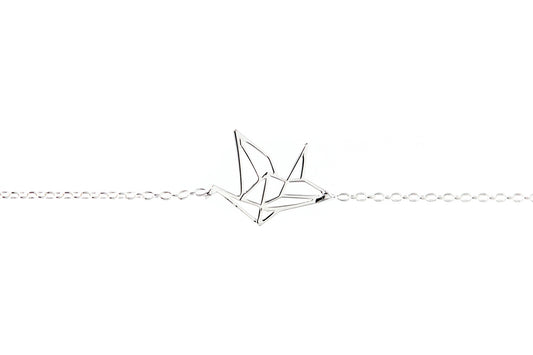 Bracelet grue origami en argent