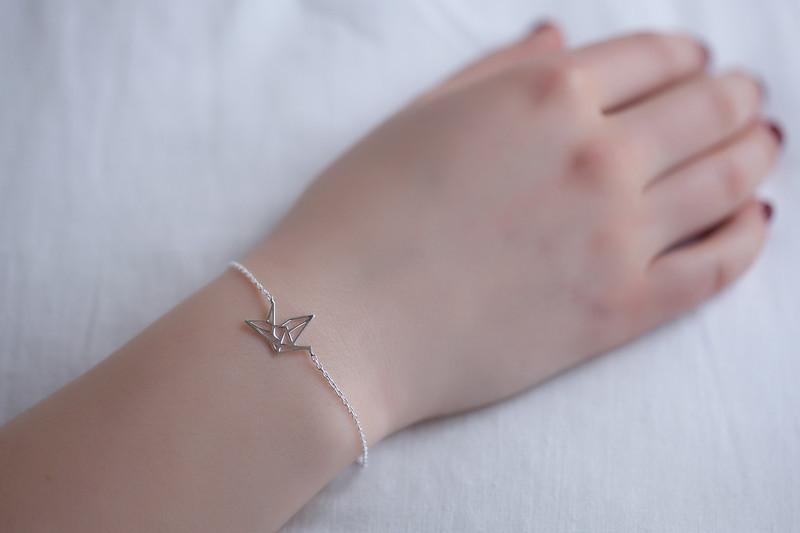 Bracelet grue origami en argent
