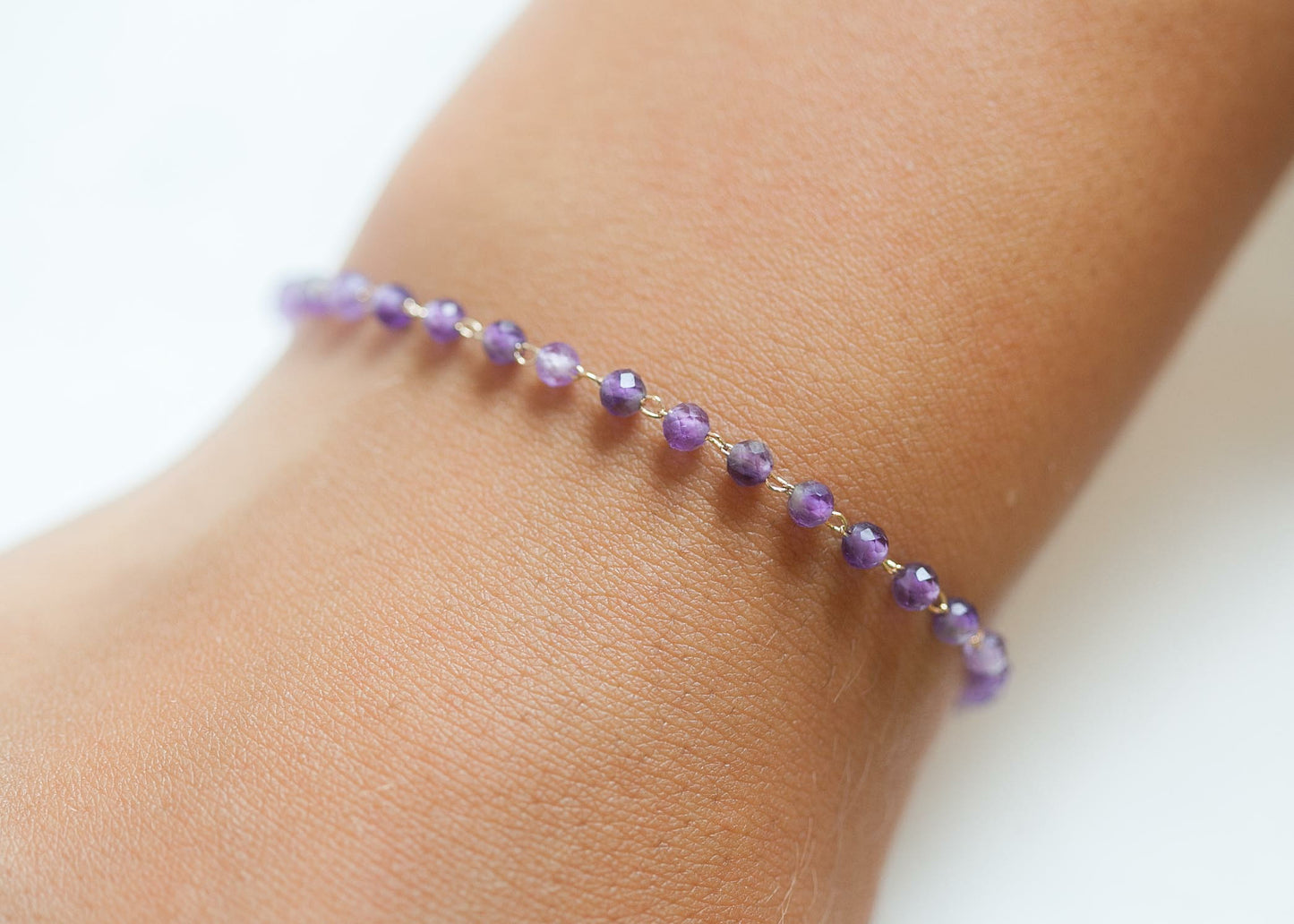 Bracelet pierres d'améthyste plaqué or