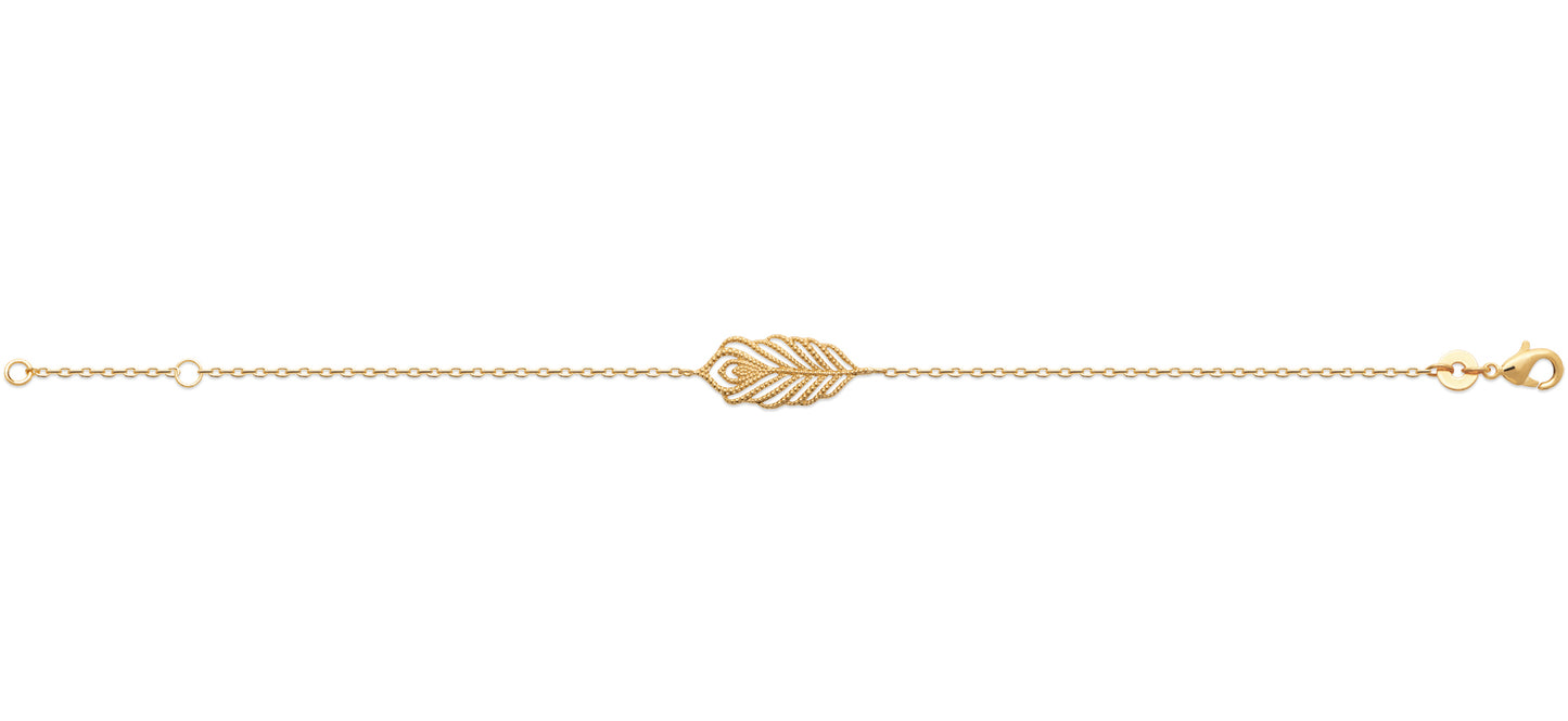 Bracelet plume fine plaqué or