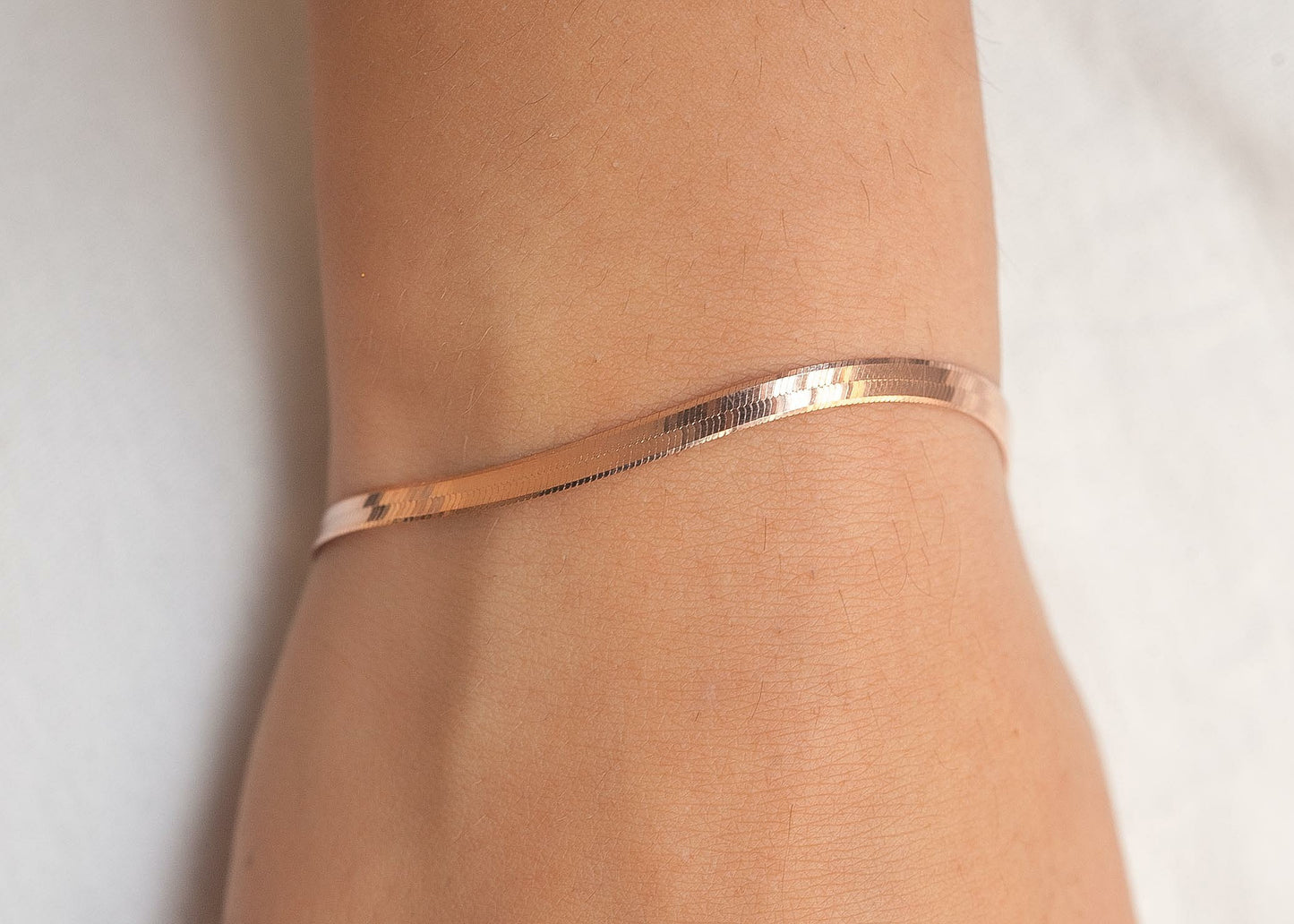 Bracelet maille serpentine plaqué or rose