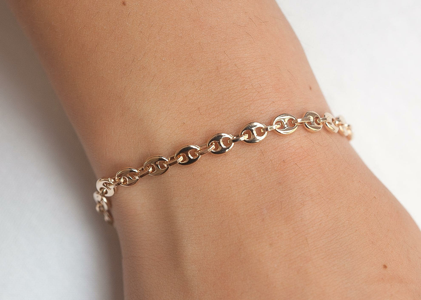 Bracelet maille grain de café, vintage plaqué or