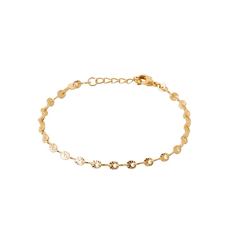 Bracelet pastilles striées plaqué or