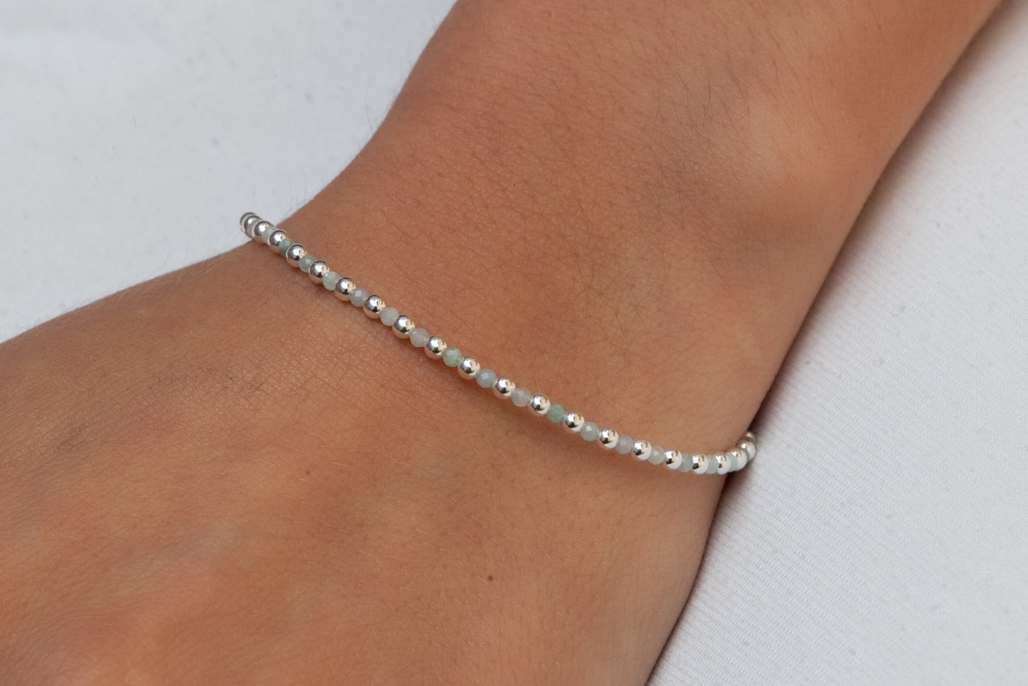 Bracelet perles d'argent et Aventurine