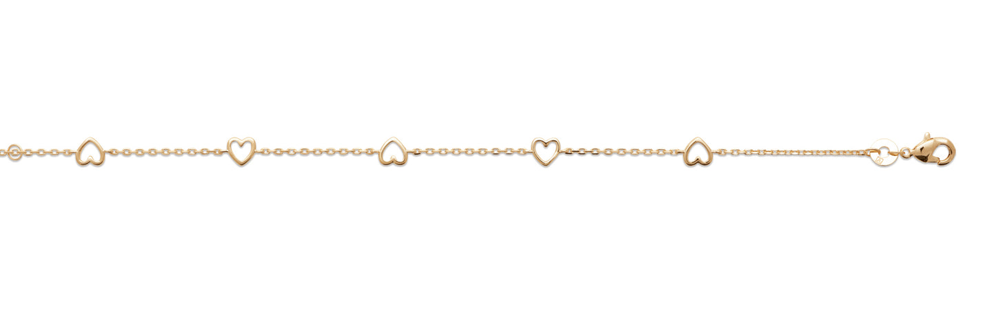 Bracelet petits coeurs plaqué or