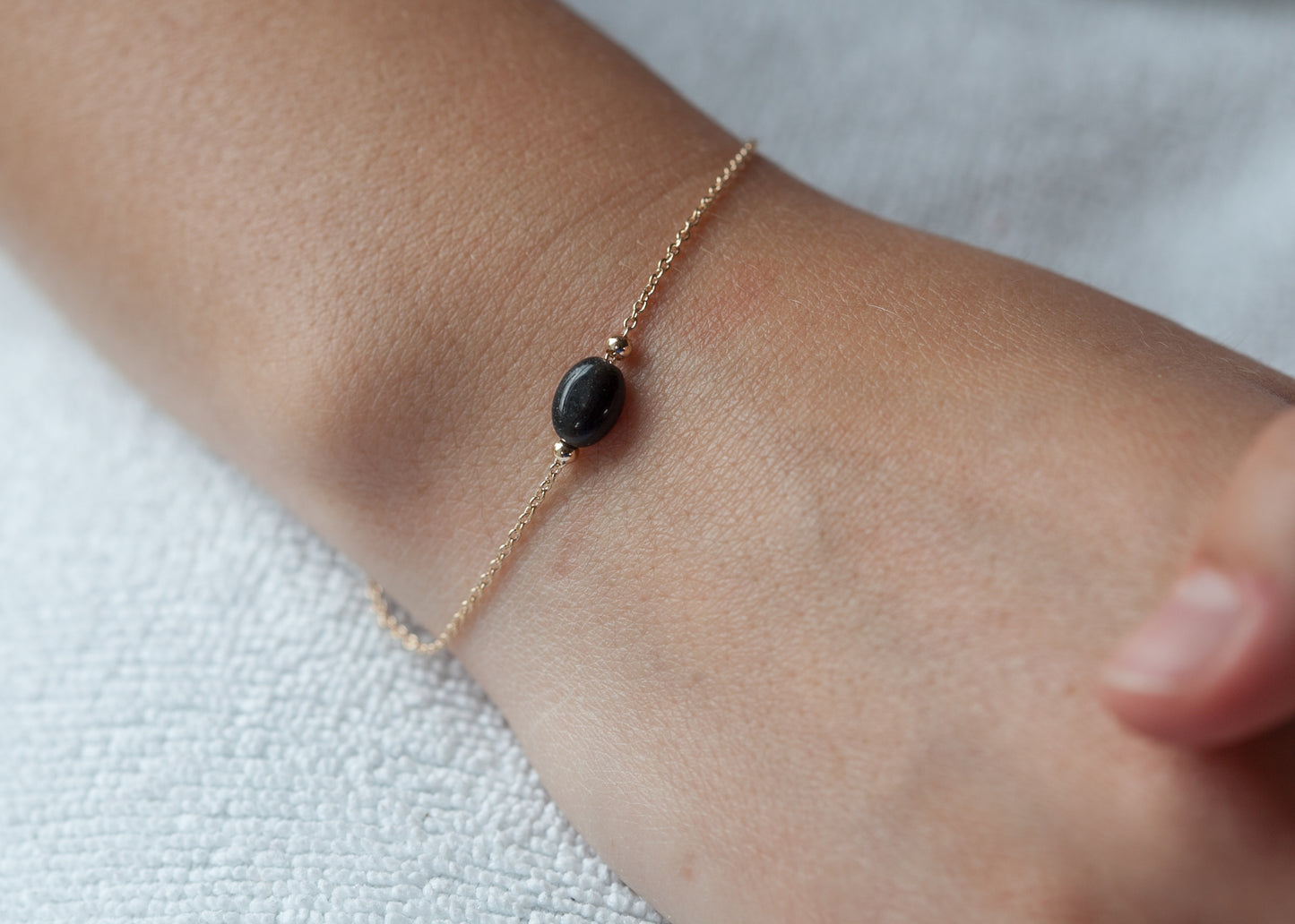 Bracelet pierre naturelle plaqué or 18 carats