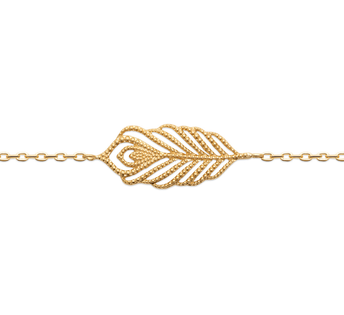 Bracelet plume fine plaqué or