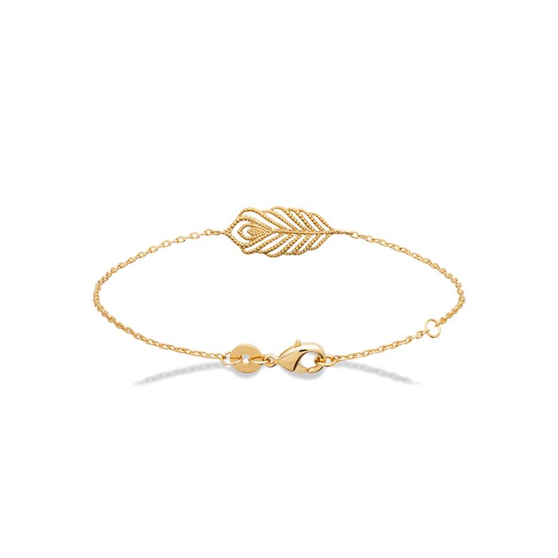 Bracelet plume fine plaqué or