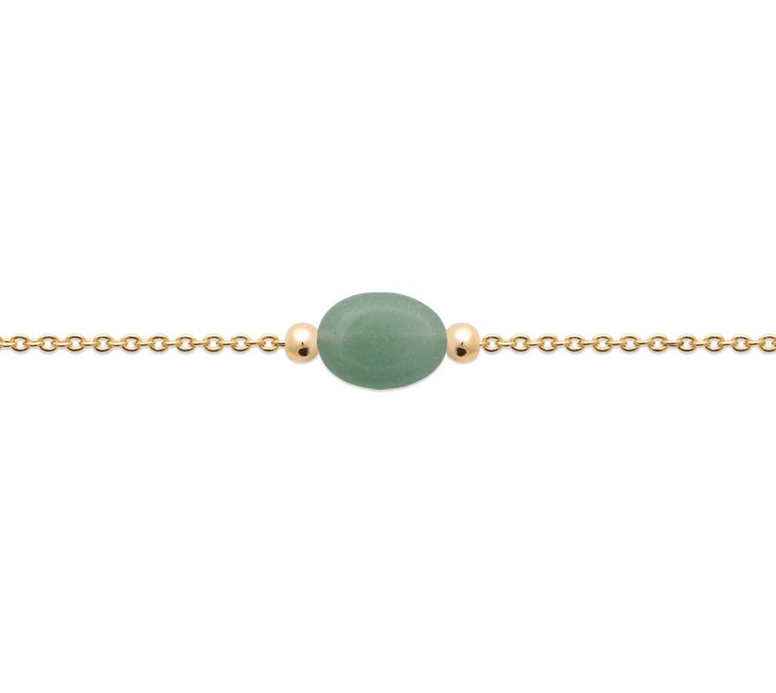 Bracelet pierre naturelle plaqué or 18 carats