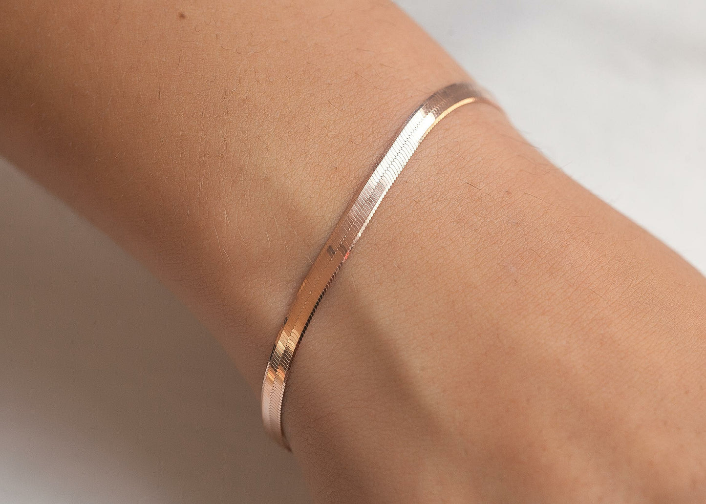 Bracelet maille serpentine plaqué or rose
