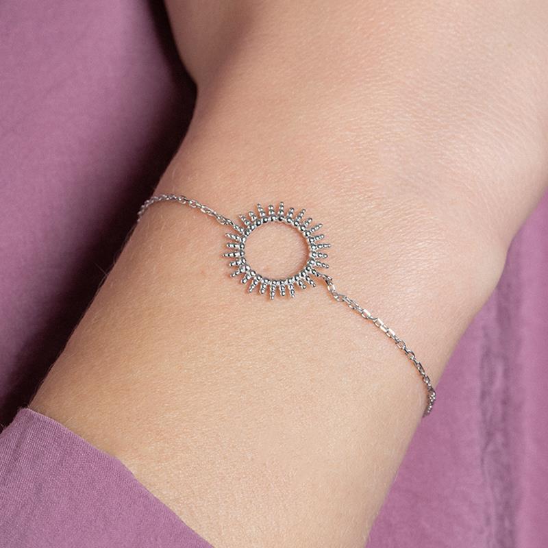 Bracelet soleil ethnique en argent