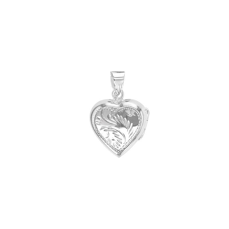 Sautoir pendentif porte-photo coeur en argent