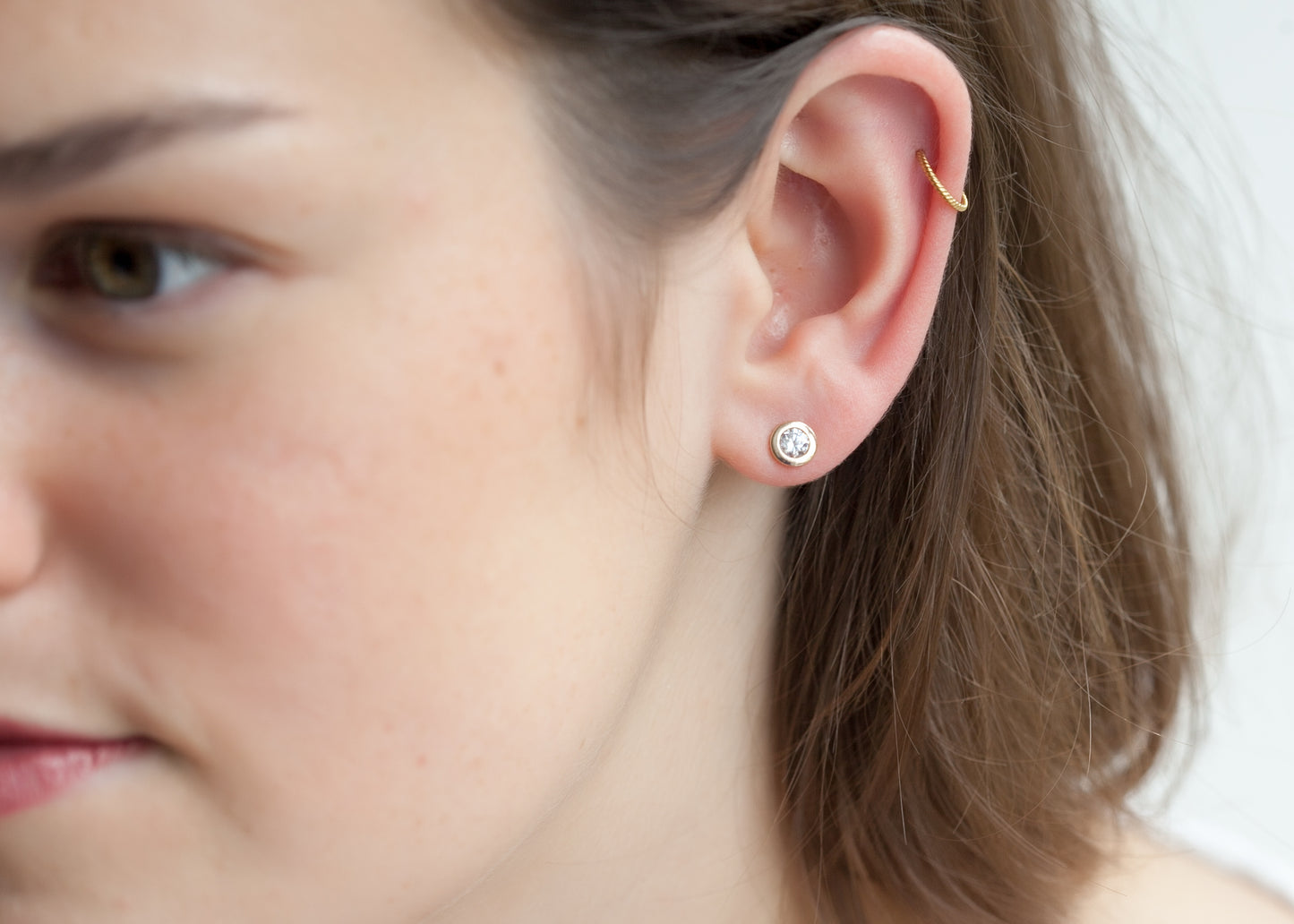 Clous d'oreilles Zircon Plaqué or 18 carats