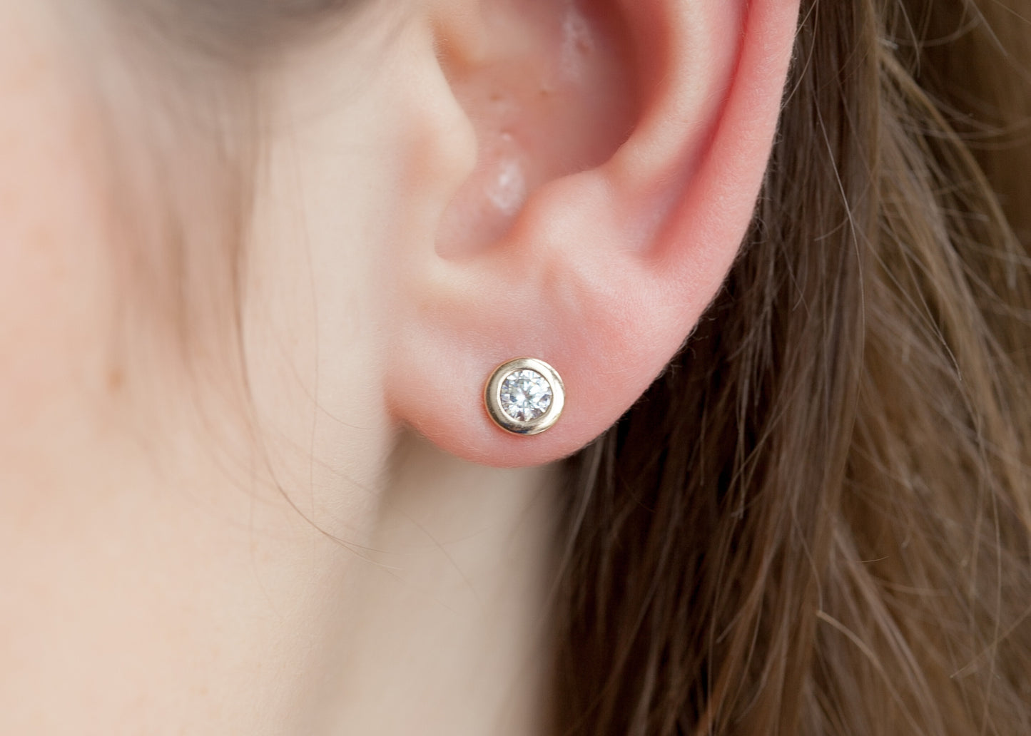 Clous d'oreilles Zircon Plaqué or 18 carats