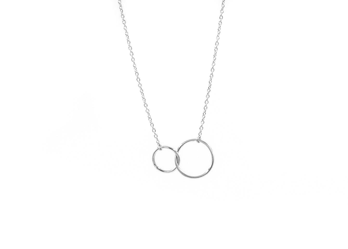 Collier 2 ronds entrelacés en argent véritable